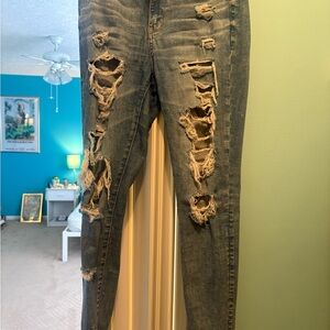 Distressed Blue Jeans